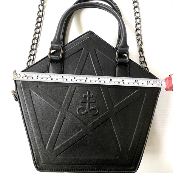 Killstar Kylie Kills Gothic Pentagram Lucifer Witch Black Faux Leather Bag Purse - Picture 4 of 11